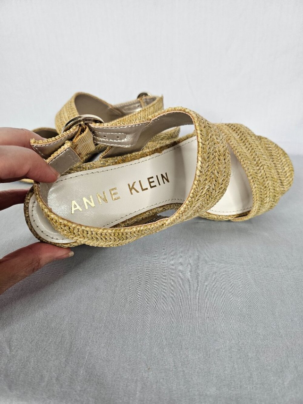 Anne Klein Raffia Platform Sandals | Coastal Resort Heels | Women's Size 6.5 - Picture 8 of 14